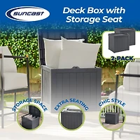 22 Gallon Small Deck Box with Storage Seat - Stoney