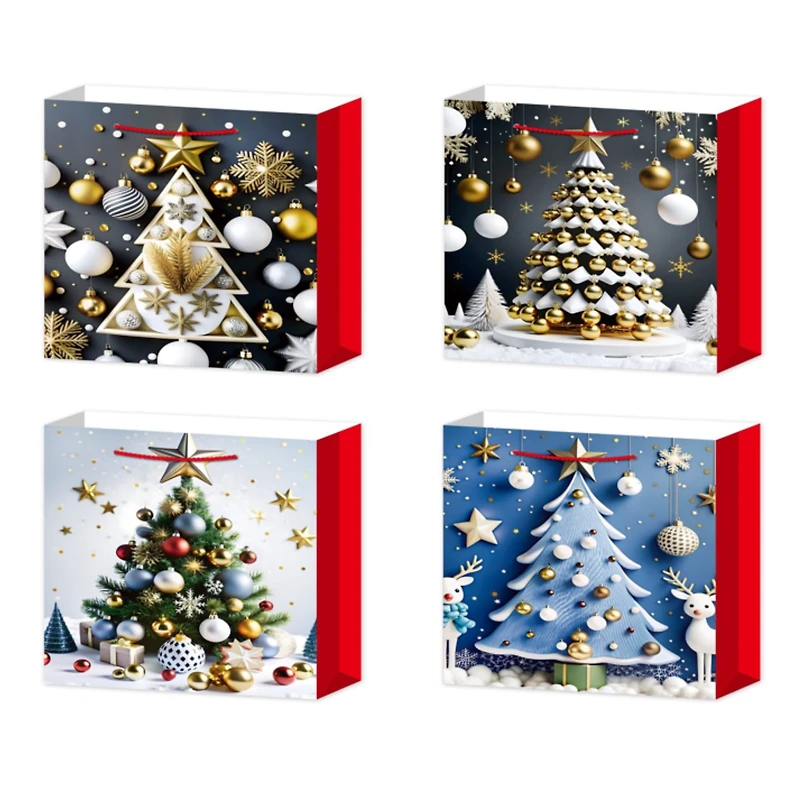 Sacs-Cadeaux De Noël (Sapin) (Assortiment) (Très Grand) - Lot De 12