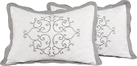 Couvre-lit brodé Marina Decoration, couvre-lit ultra doux et uni, parure de lit d'été avec taie d'oreiller matelassée, motif mandala argenté