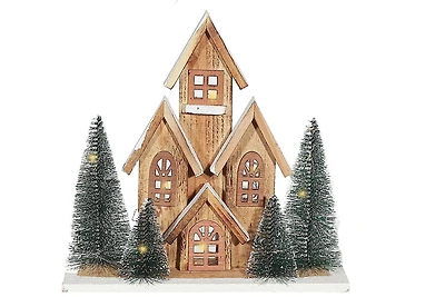 Maison En Bois Led Marron 12,40"