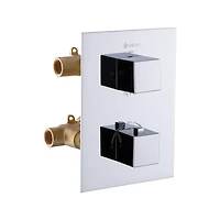 Square 3-functions thermostatic valve. handheld handshower and showerhead, or simultaneously