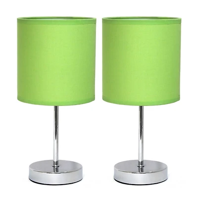 Simples Conceptions Mini lampe de table de base chromée avec abat-jour en tissu 2 Pack Set