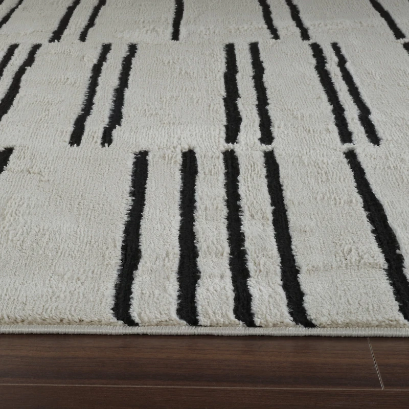 Tapis d'interieur abstrait Rug Branch Domus, creme noir, moderne - Salon, chambre