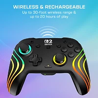 Turtle Beach Afterglow Wave Wireless RGB Gaming Controller (Black) - Officially Licensed for Nintendo Switch 2, Nintendo Switch - Customizable Lighting, TMR Sticks, RBG