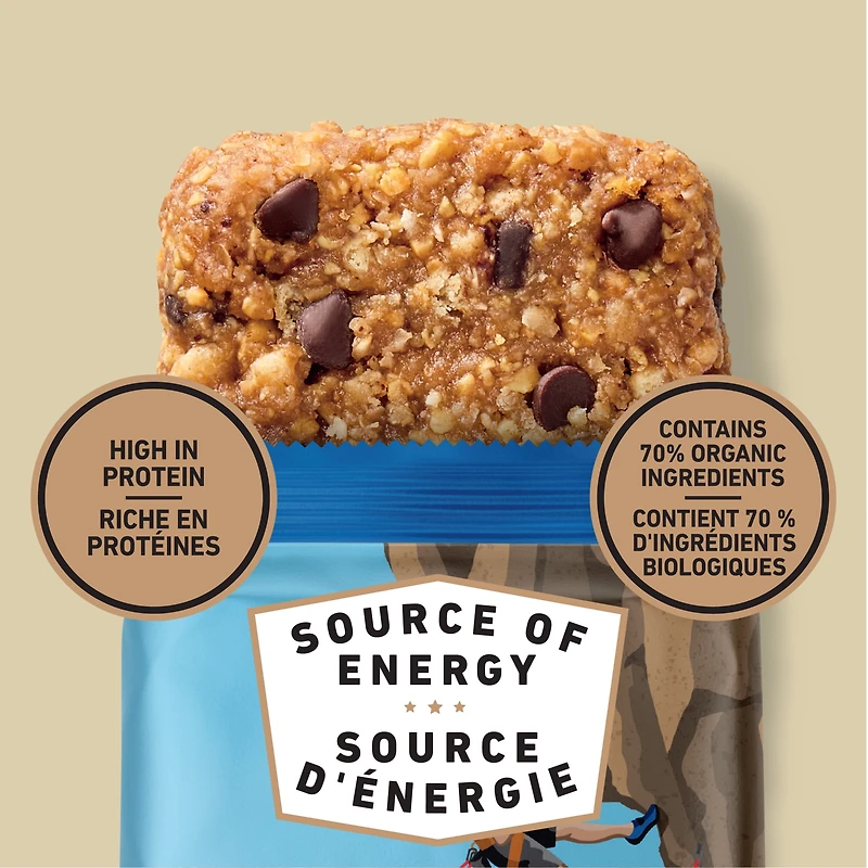 Barres énergétiques CLIF BAR Pépites de chocolat, teneur élevée en protéines, contiennent 70 % d’ingrédients biologiques, (Emballage de 15) 1.02 kg