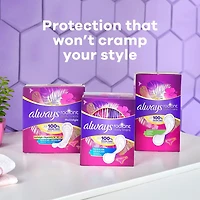Protège-dessous quotidiens Always Radiant, longueur régulière, degré d’absorption léger, jusqu’à 100% sans odeurs et sans parfum, avec bande adhésive sur toute la longueur Edge-2-Edge, 48protège-desso 48CT