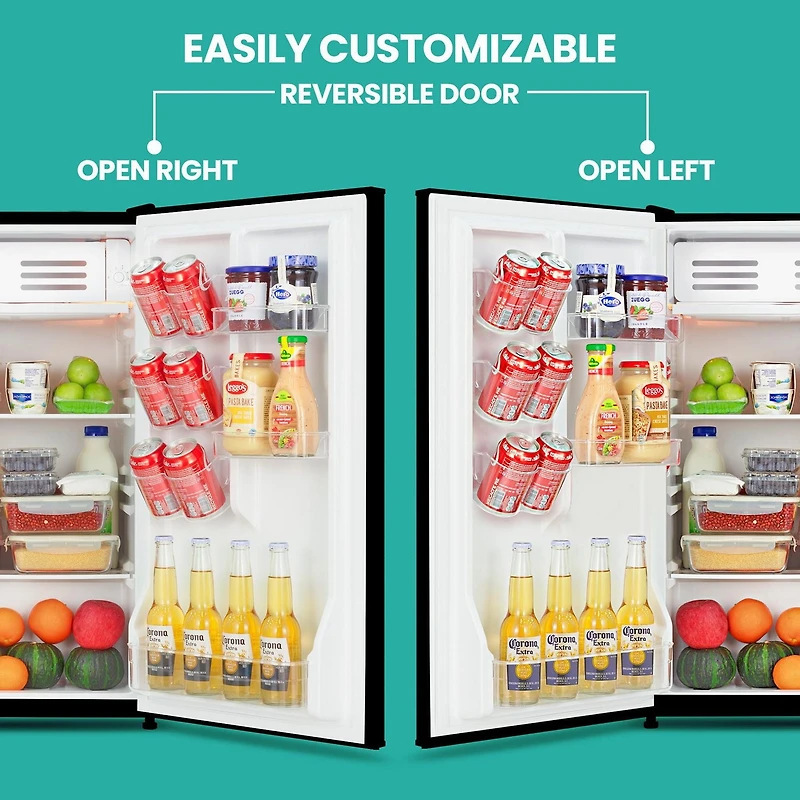 Koolatron Réfrigérateur compact de 3,2 pi³ avec congélateur, mini-réfrigérateur noir élégant pour la cuisine et le bureau
