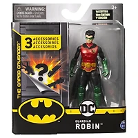 BATMAN, Figurine articulée ROBIN Guardien de 10 cm avec 3 accessoires mystère, Mission 2