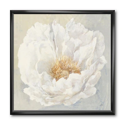 Designart White Serene Peony Framed Wall Art