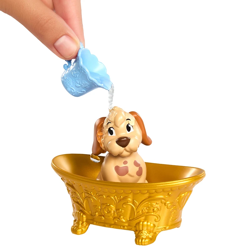 Disney-Coffret Princesse Belle et son chien à toiletter-avec baignoire