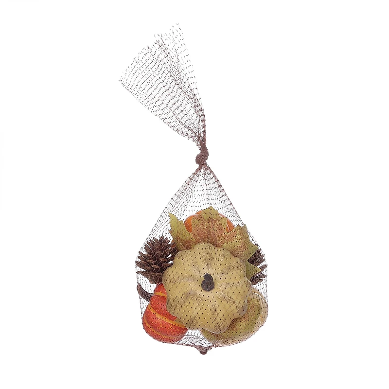 6in Harvest Pl Mesh Bagged Pumpkin