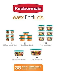 Rubbermaid Easy Find Lids 38-Piece Food Storage Container Set, Turquoise