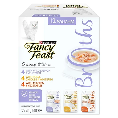 Fancy Feast Creamy Broths Collection Variety Pack, Cat Treats 40 g x 12