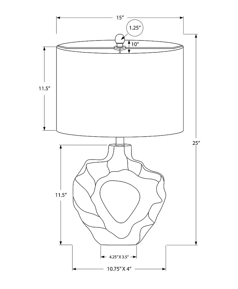Monarch Specialties  Luminaire, 25"h, Lampe De Table, Résine Crémeuse, Teinte Ivoire / Crème, Moderne