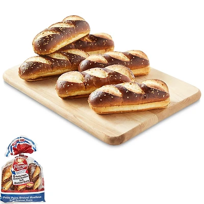 Petits pains bretzel moelleux La Fournée dorée 6 morceaux, total de 400 g