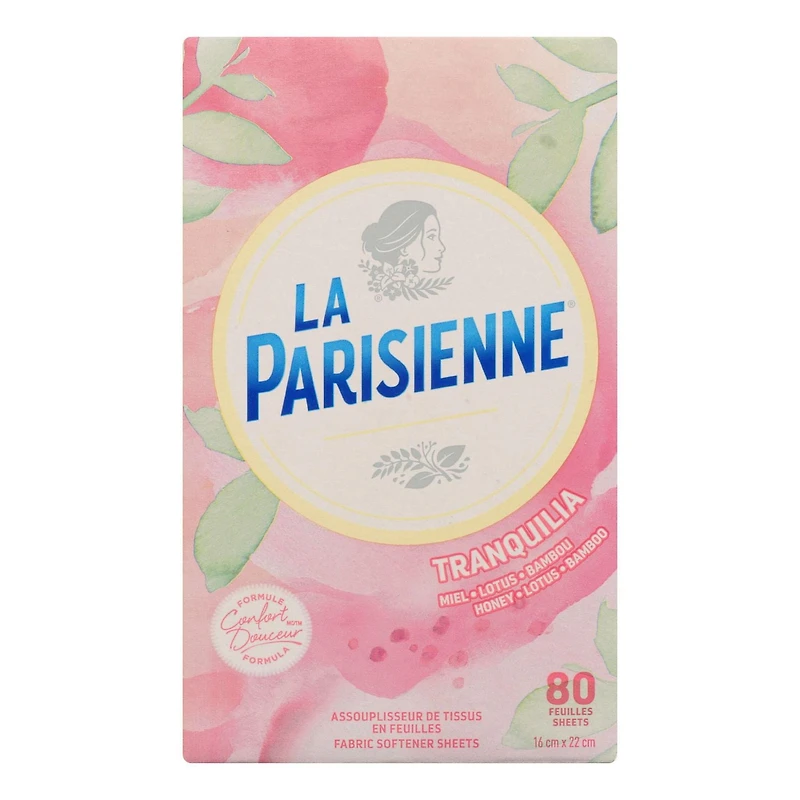 La Parisienne Tranquilia Fabric Softener Sheets, 80 Count