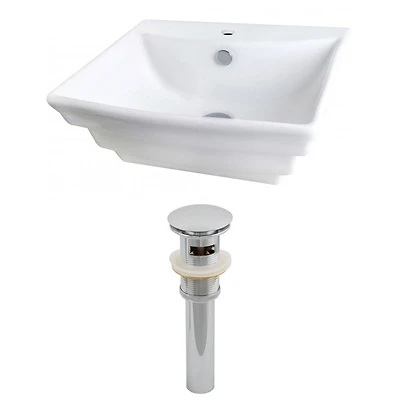 in. W Wall Mount White Bathroom Vessel Sink Set For 1 Hole Center Faucet AI