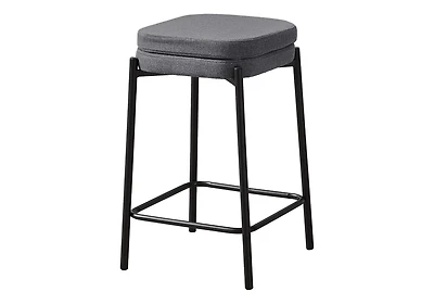 Monarch Specialties  Tabouret De Bar, Hauteur Du Comptoir, Ensemble De 2, Cuisine, Aspect Cuir Noir, Métal Noir, Contemporain, Moderne