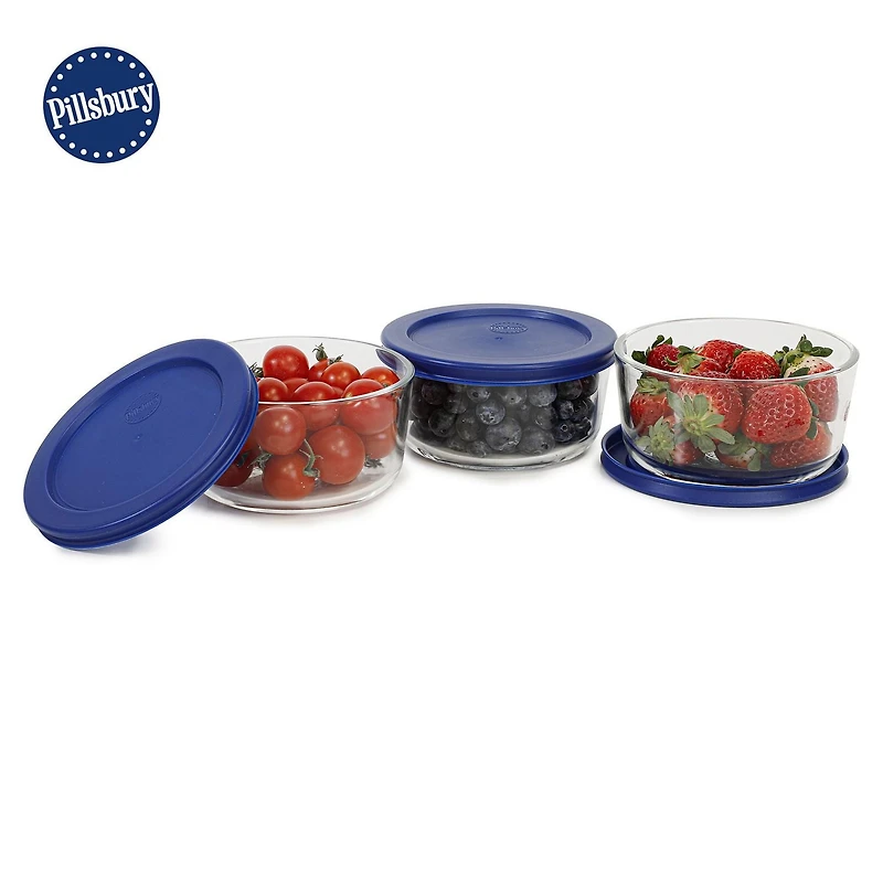 6pc Rd Glass Round Food Storage 3 x 472ml, 6pc RD GLASS 3 X 472ML
