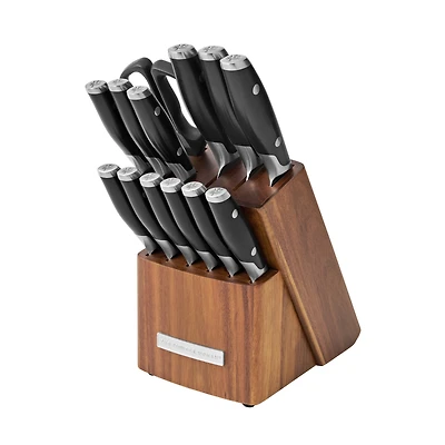 The Pioneer Woman 14 pièces couteau bloc ensemble couteaux en acier inoxydable avec poignée ergonomique, noir