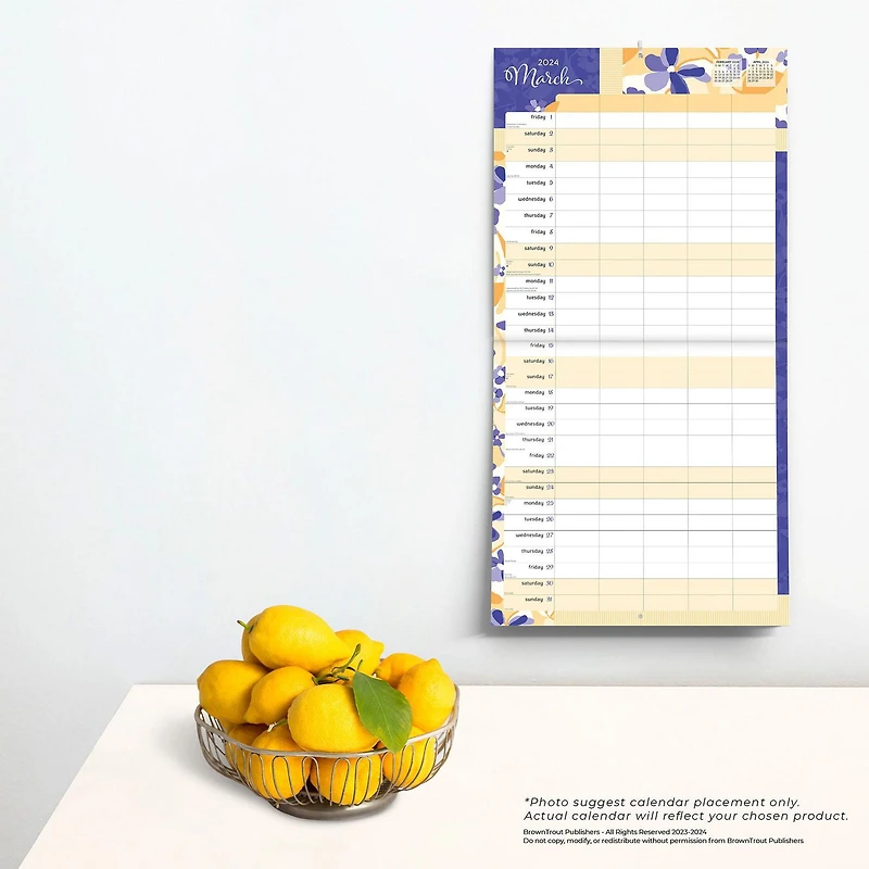 BrownTrout Mom's Family Planner 2024 12x24 Inch Matte Wall Calendar, 9781975464028