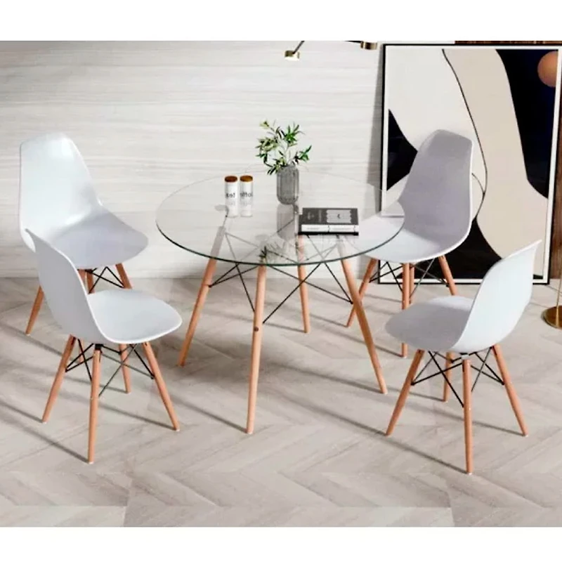Heavenly Collection | Eiffel Glass Dining Table 32” Diameter for Dining Rooms or Outside Spaces