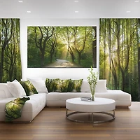 Designart Evening in Green Forest Canvas Wall Art