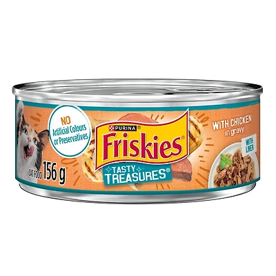 Friskies Tasty Treasures Chicken in Gravy, Wet Cat Food 156g, 156 g