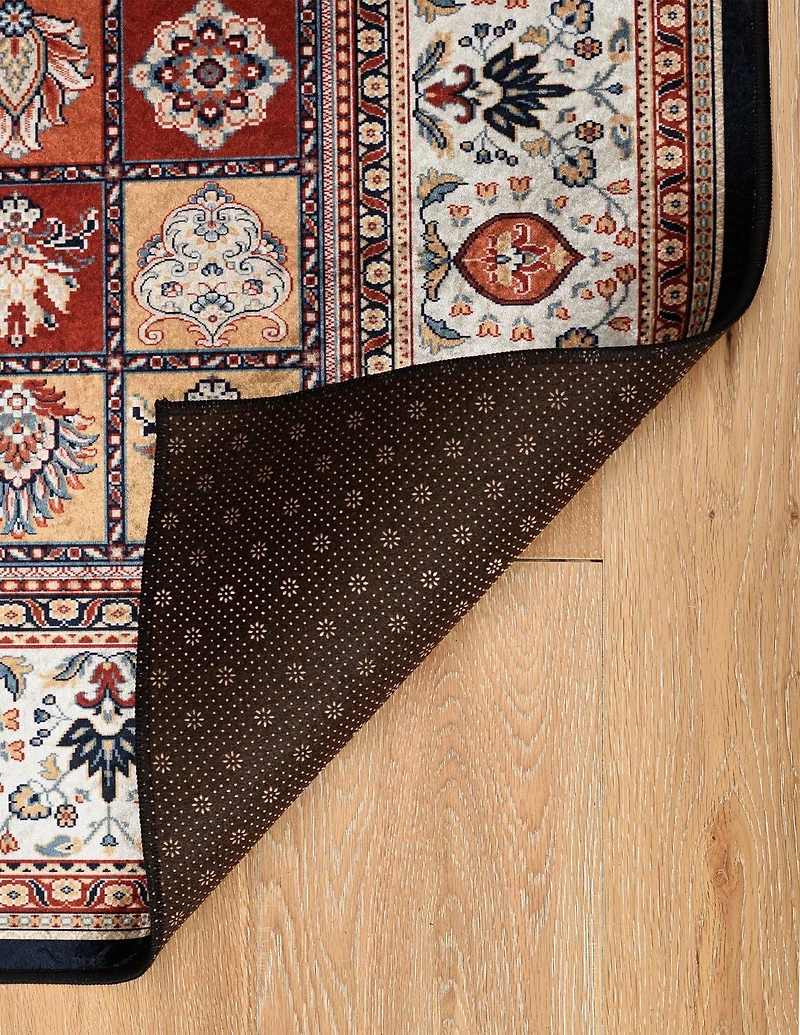 Tapis d'appoint Emerald Ritchie bleu & ivoire de 2 pi 2 po x 3 pi 2 po