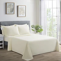 Literie Marina Decoration, draps toutes saisons, ultra doux, soyeux et à poches profondes, en rayonne de bambou, couleur ivoire