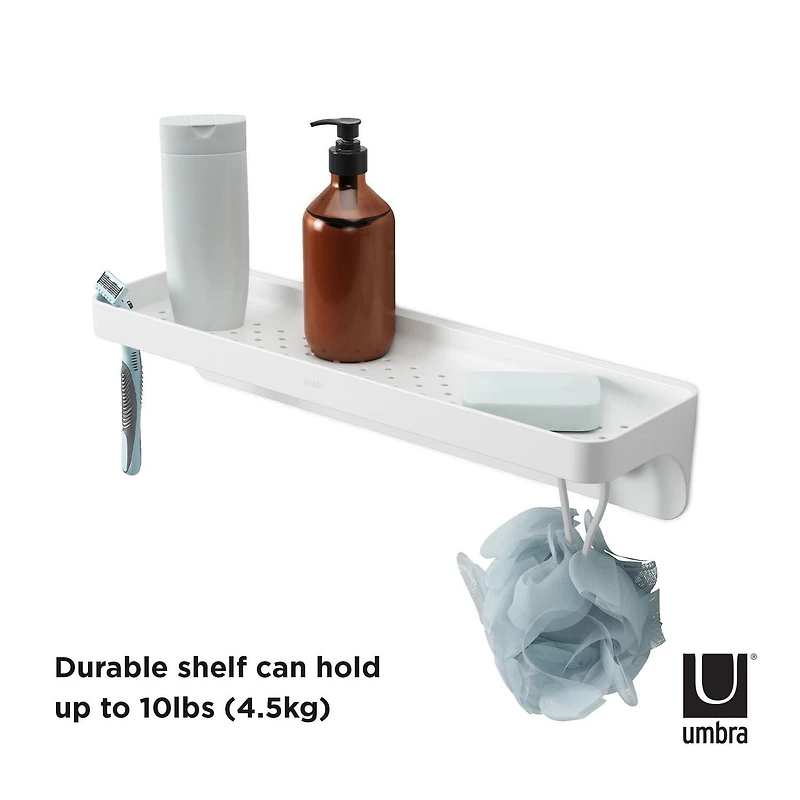 Umbra Flex Sure-Lock Bathroom Storage Shelf,White