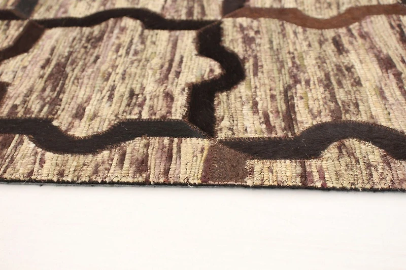 ECARPETGALLERY Tapis Fait à la Main pour Salon, Salle à Manger et Chambre à Coucher Transitionnel Collection Patchwork en cuir 4'6" x 6'6" en Brun