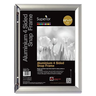 SECO Snap Affiche Cadre Cas, 11 x 14 pouces, Argent