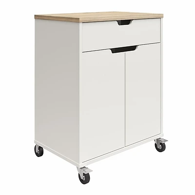 Systembuild Evolution Versa 2 Door/1 Drawer Storage Cart with Locking Casters , White and Weathered Oak