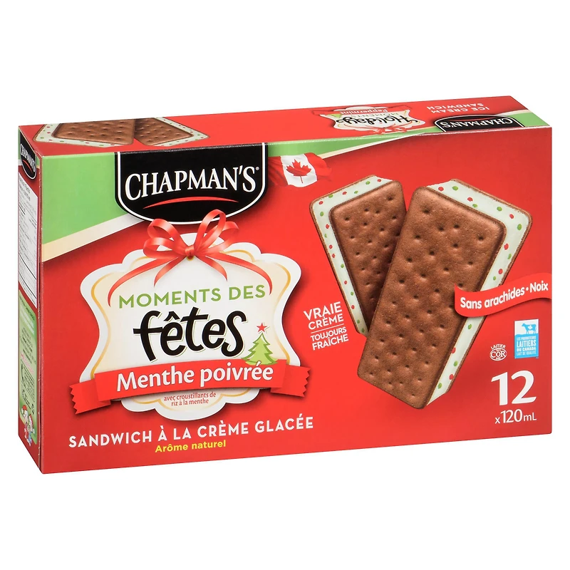 Chapman's Holiday Moments Peppermint Ice Cream Sandwich in a Box, 12 x 120mL