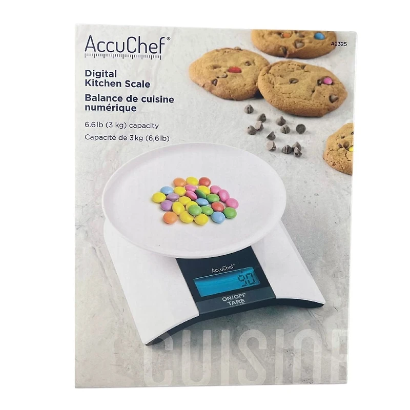 AccuChef Digital Kitchen Scale, White, Plastic, Model 2325