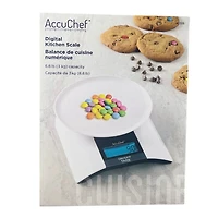 AccuChef Digital Kitchen Scale, White, Plastic, Model 2325