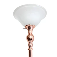 Conception élégante 1 Lampe de sol torchère avec abat-jour en verre blanc marbré, or rose