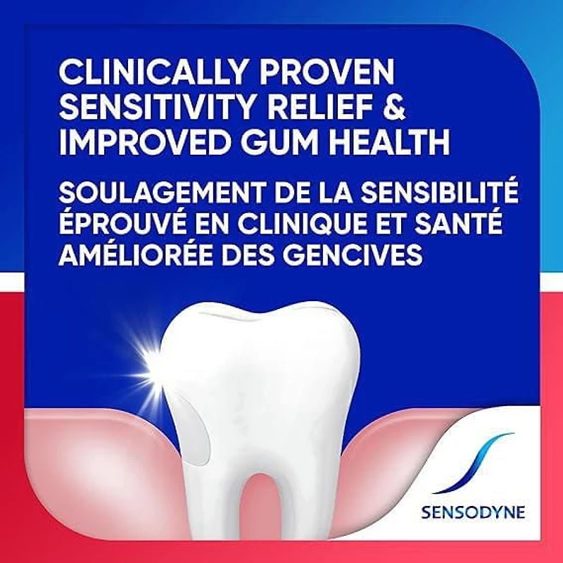 Dentifrice pour dents sensibles Sensodyne pour le soulagement de la sensibilité dentaire et l’amélioration de la santé des gencives, dentifrice au fluorure, blanchissant, 75 mL Blanchissant, 75 mL