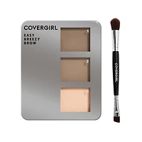 COVERGIRL Kit de poudre à sourcils Easy Breezy Brow, définisseur de sourcils à trois nuances, brosse à double extrémité, sans effort, 100% Sans Cruauté