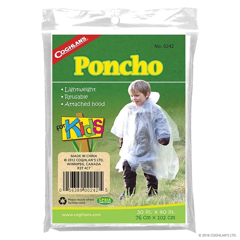 Coghlan's Kids Poncho, Fits kids ages 6 and up.