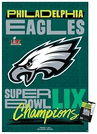 NFL Philadelphia Eagles - Super Bowl LIX Team Logo Wall Poster, 22.375" x 34" Framed