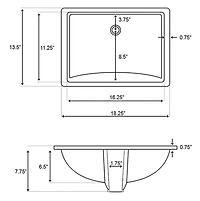 American Imaginations 18.25-in. W CUPC Rectangle Bathroom Undermount Sink Set In White - Chrome Hardware AI-26801