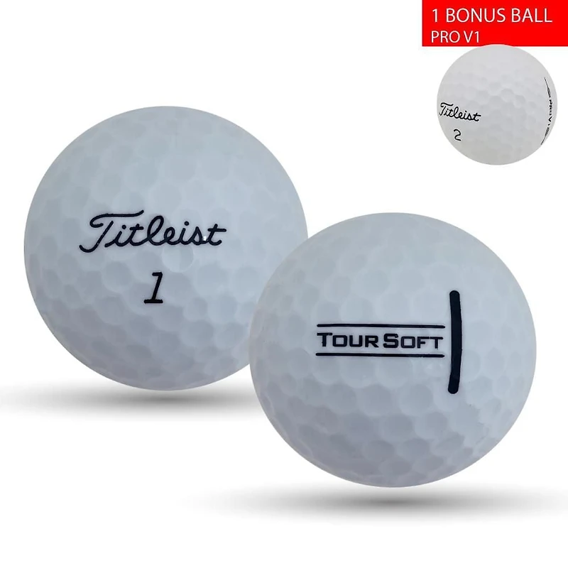Mulligan - 60 balles de golf récupérées Titleist Tour Soft 1 Bonus Pro V1 5A, Blanc