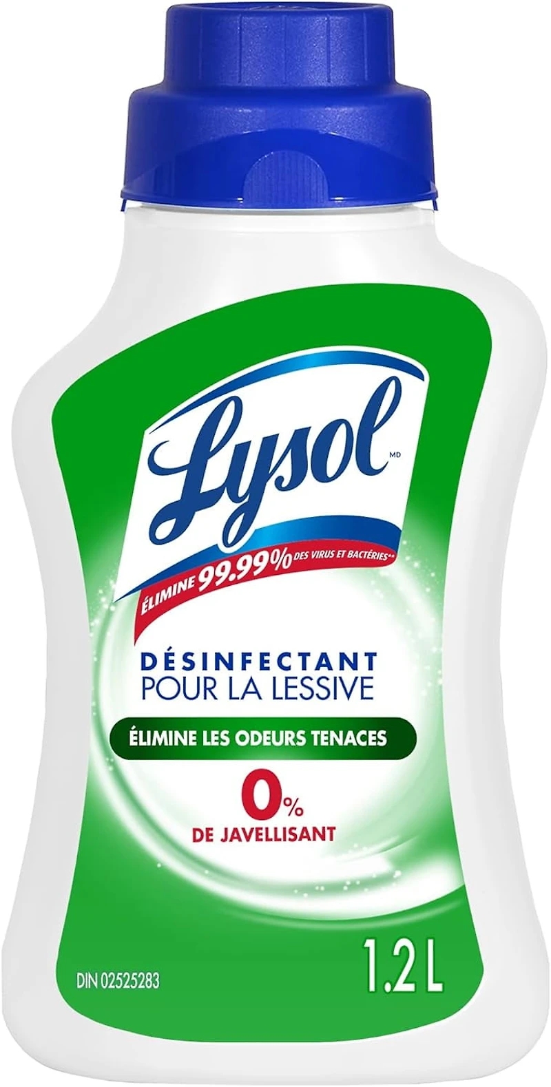 Lysol Désinfectant pour lessive, éliminateur d'odeurs, 0 % d'eau de Javel, élimine les germes que les détergents peuvent laisser derrière eux, 1.2 l