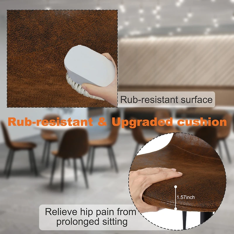 Homy Casa Lot de 4 chaises de bureau rembourrées sans accoudoirs pour espace de travail à domicile, imitation daim brun