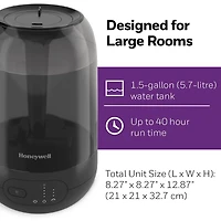 Honeywell HUL565BC Ultra Plusᵀᴹ Ultrasonic Cool Mist Humidifier, Easy to Fill & Clean