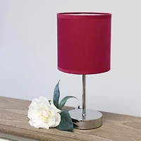 Simple Designs Chrome Mini Basic Table Lamp with Fabric Shade