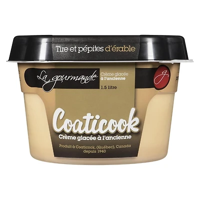 Crème glacée Coaticook La Gourmande tire et pépites d'érable sans arachides, sans gluten Coat Tire d'erable