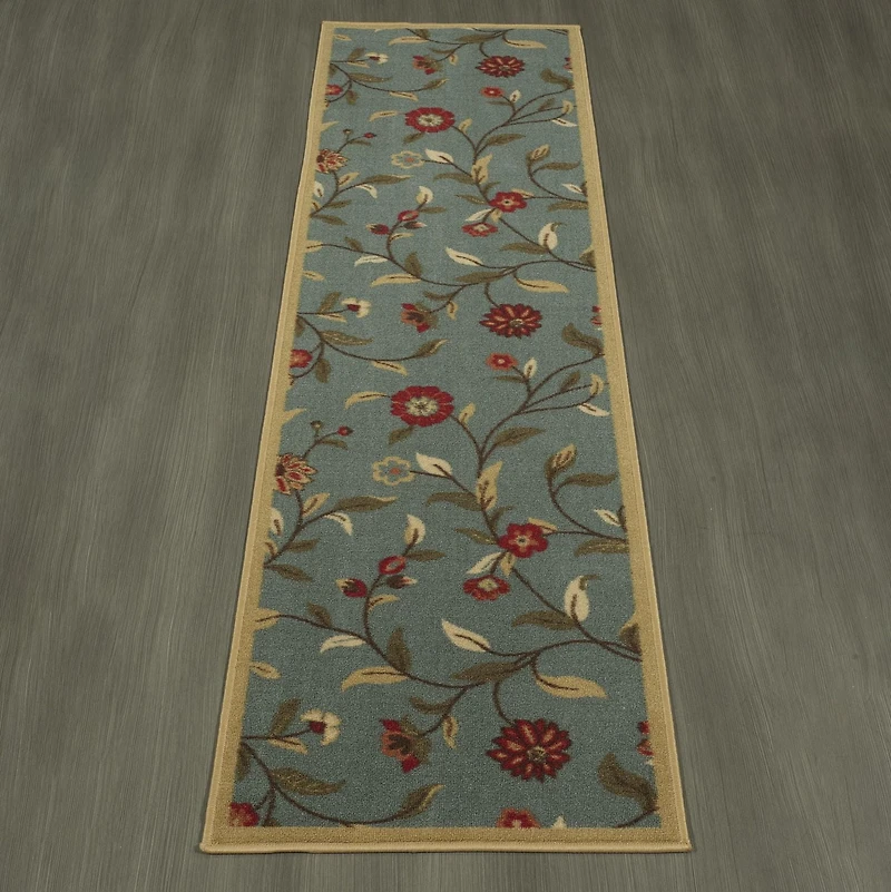 Tapis contemporain à motif de feuilles et à sous-couche en caoutchouc de la collection Ottohome